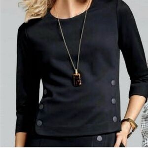 CABI Black 3/4 Sleeve Knit Ponte Utility Top Size S